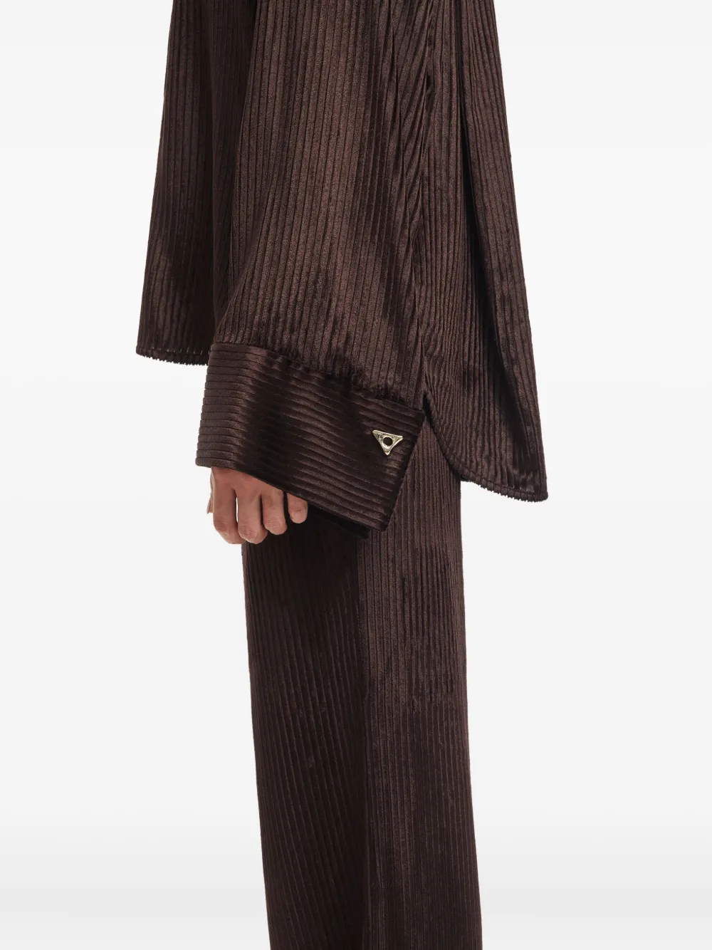 AERON Ribfluwelen blouse Bruin