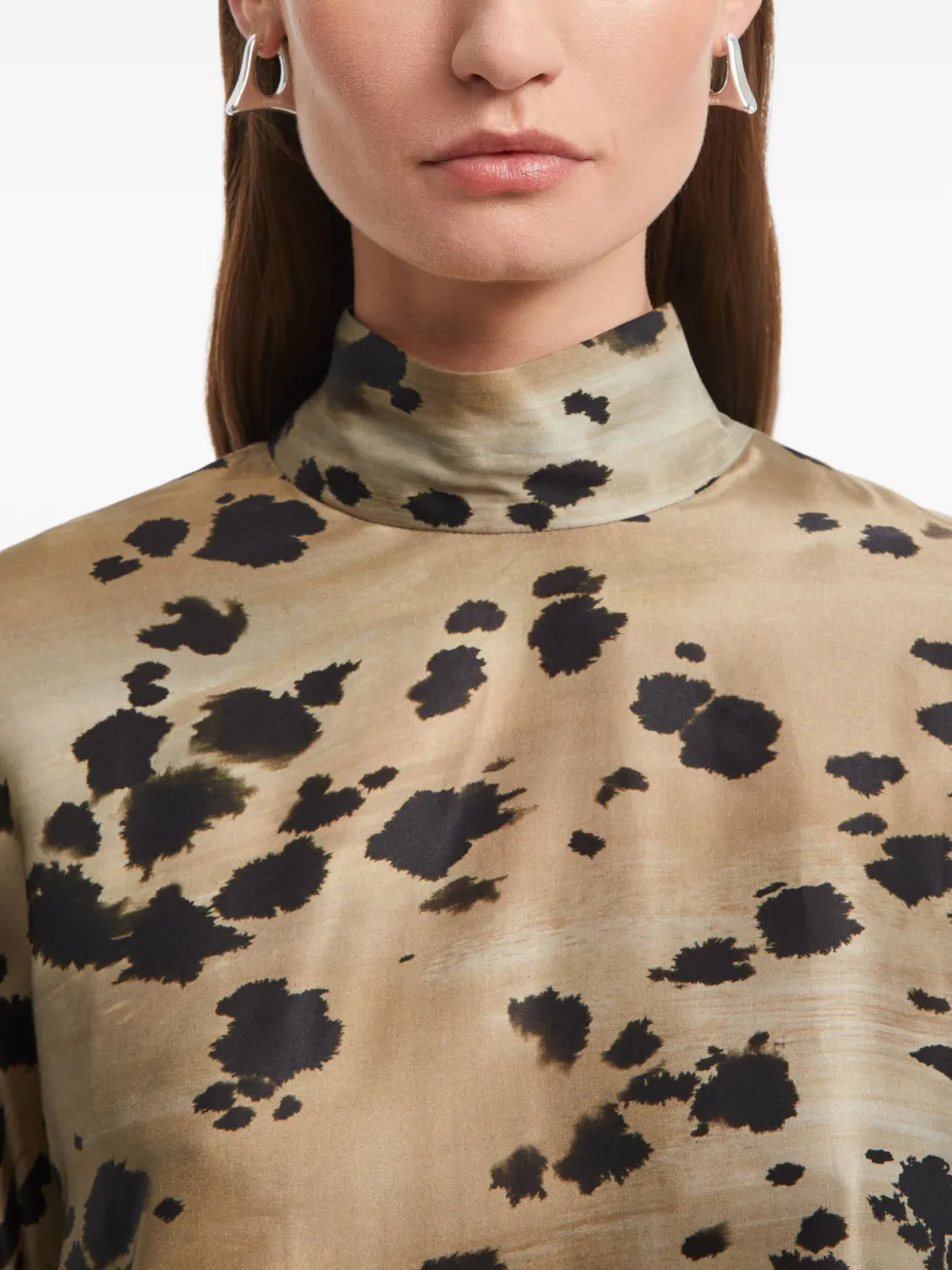 Aeron Ocelot-print High-neck Top In Brown