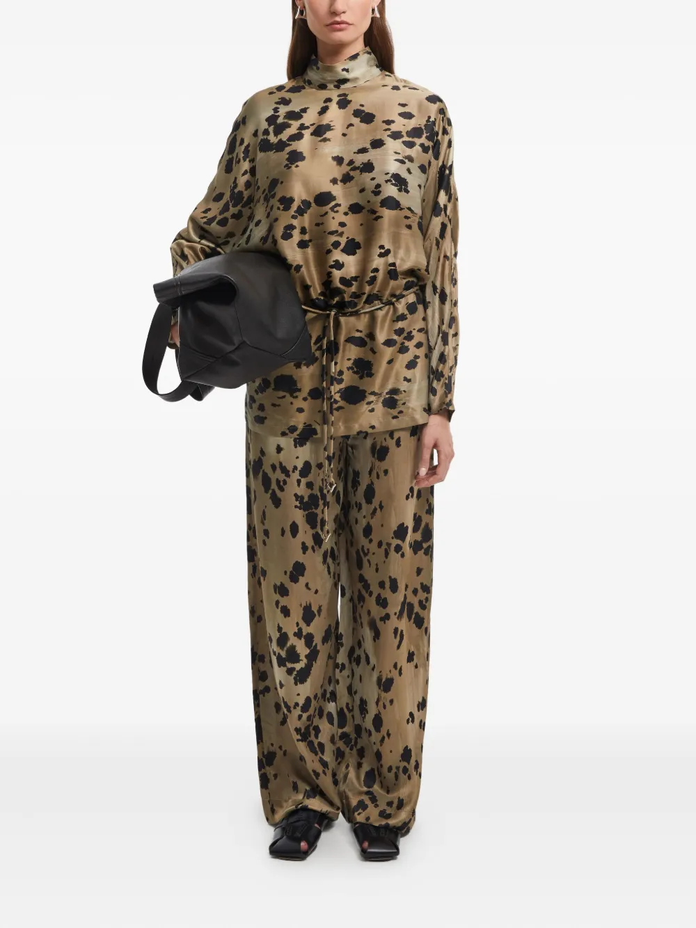 Aeron Ocelot-print High-neck Top In Brown