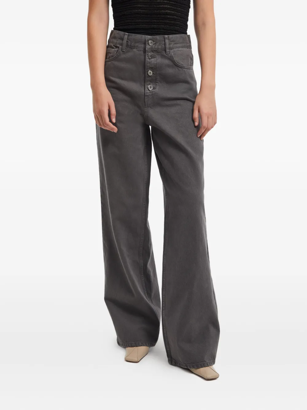 Aeron Button-fastening Wide-leg Jeans In Gray