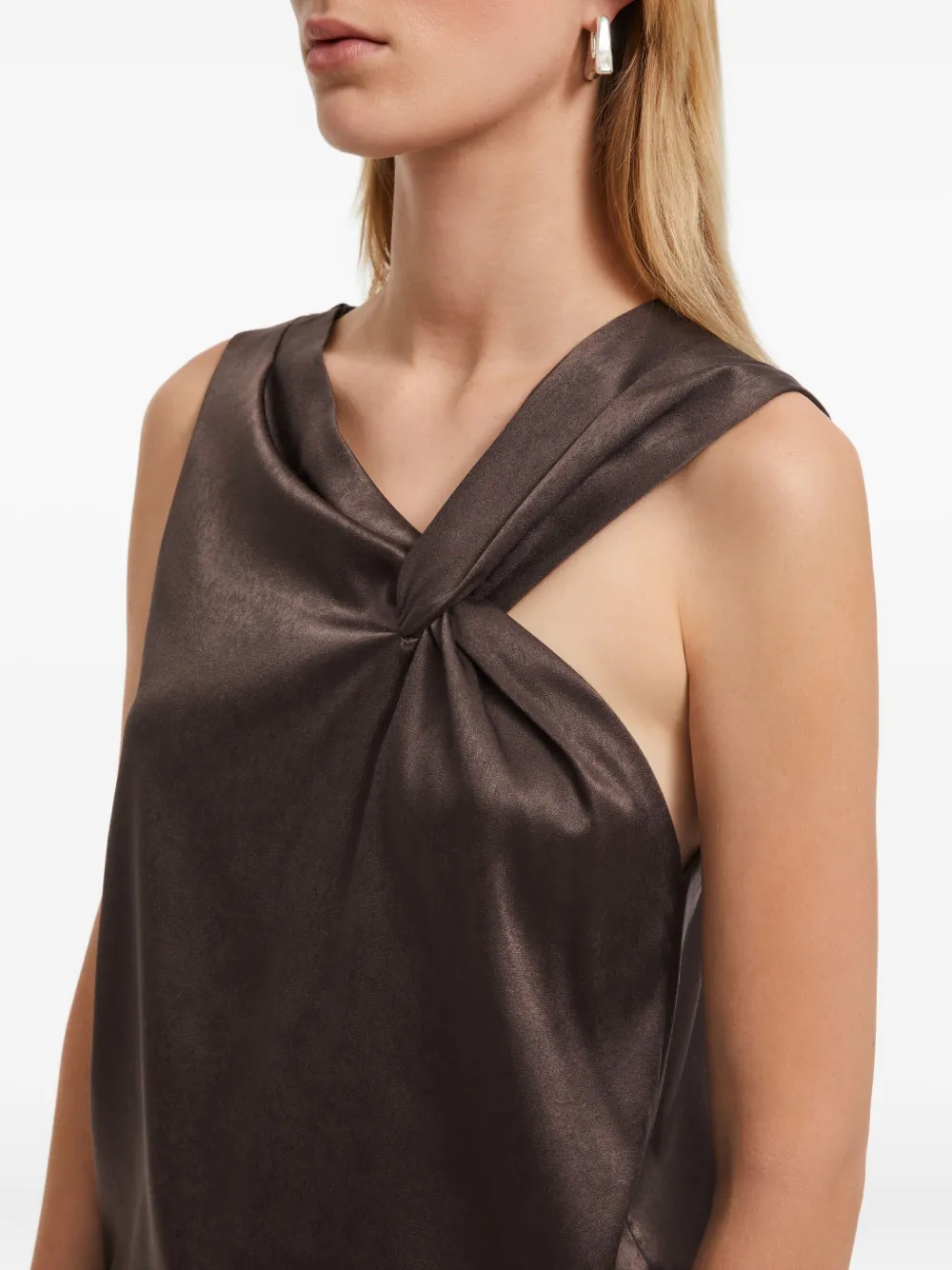 Aeron Asymmetrical-neck Top In Brown
