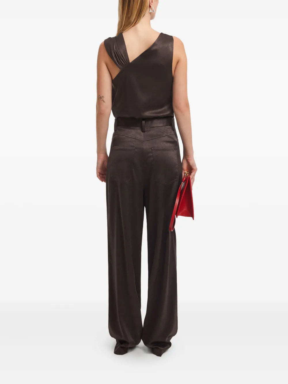 Aeron Asymmetrical-neck Top In Brown