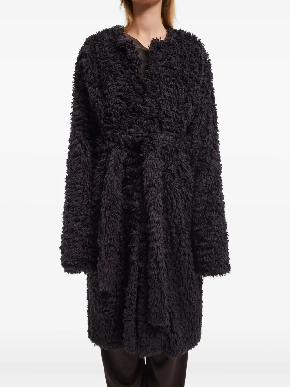 AERON Letty jas van imitatiebont met ceintuur Bruin