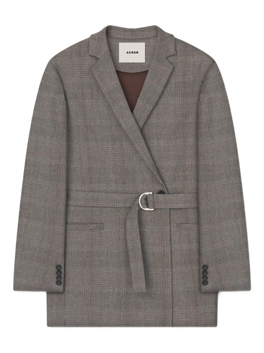 AERON checked belted blazer | Grey | Image 1