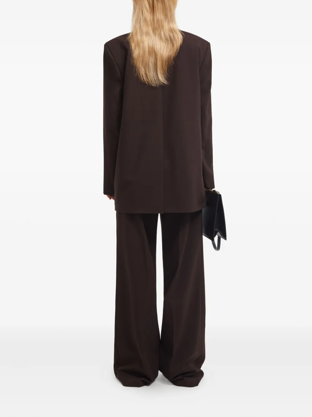 Aeron Leather-trimmed Blazer In Brown