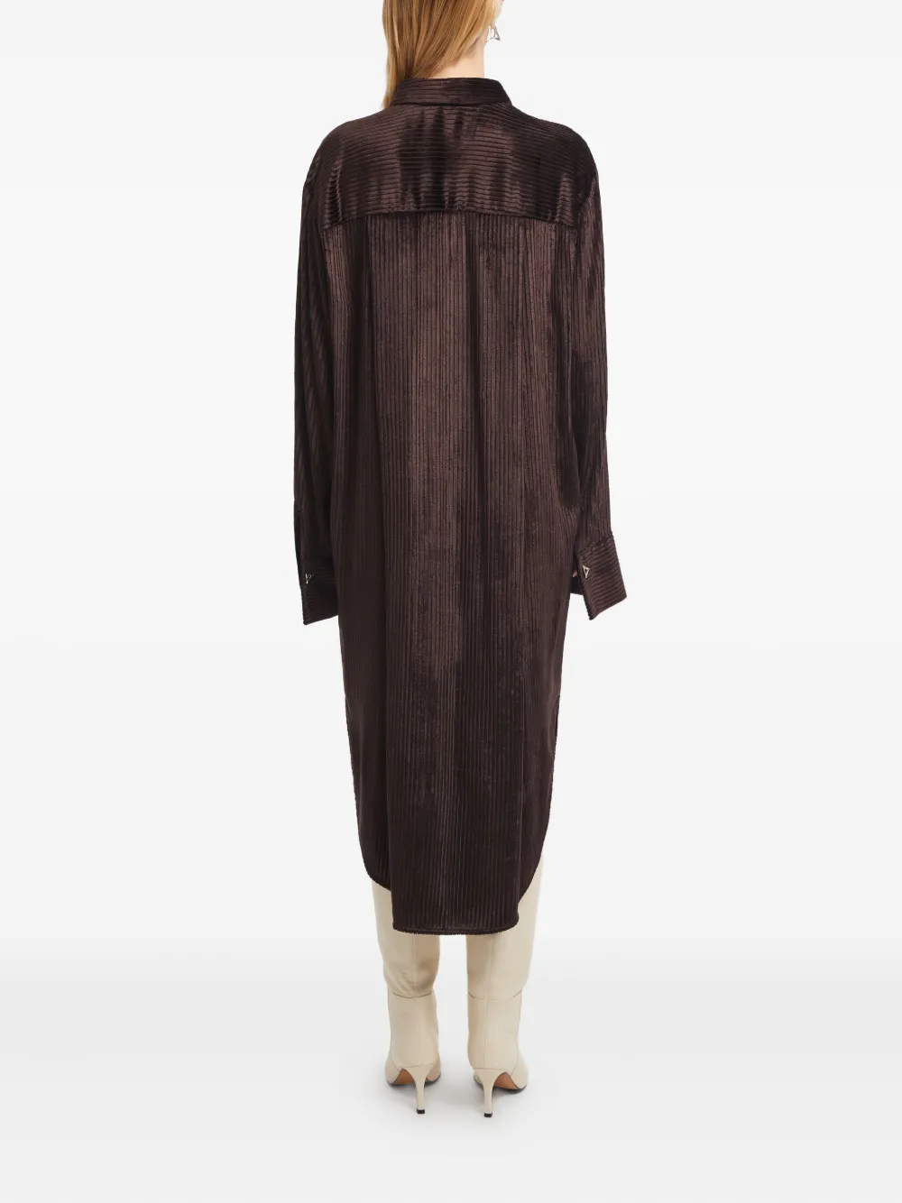 AERON Ribfluwelen blousejurk Bruin