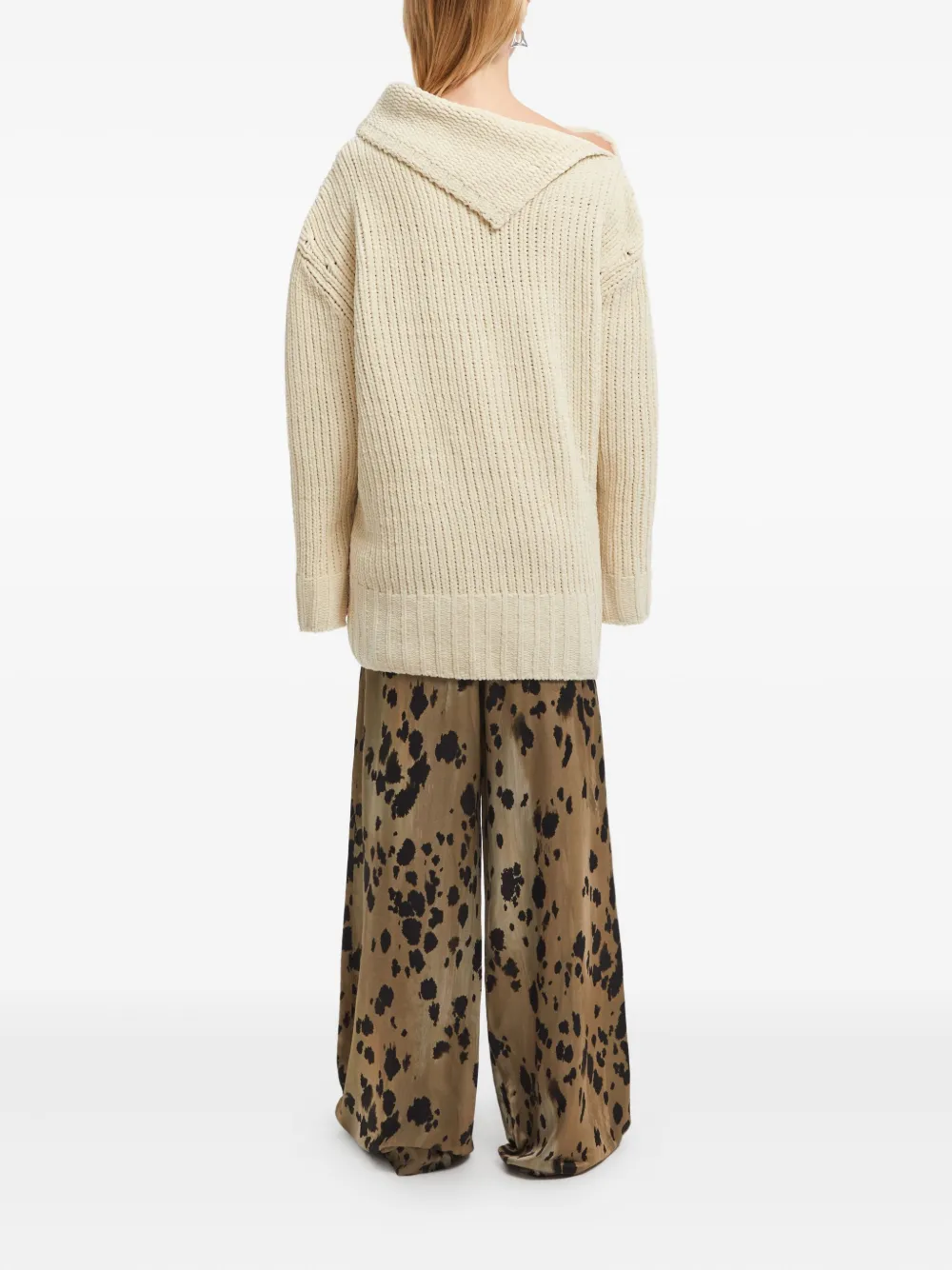 Aeron Asymmetrical-neckline Knit Sweater In Neutral