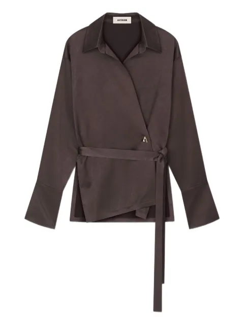 AERON wrap-front satin shirt