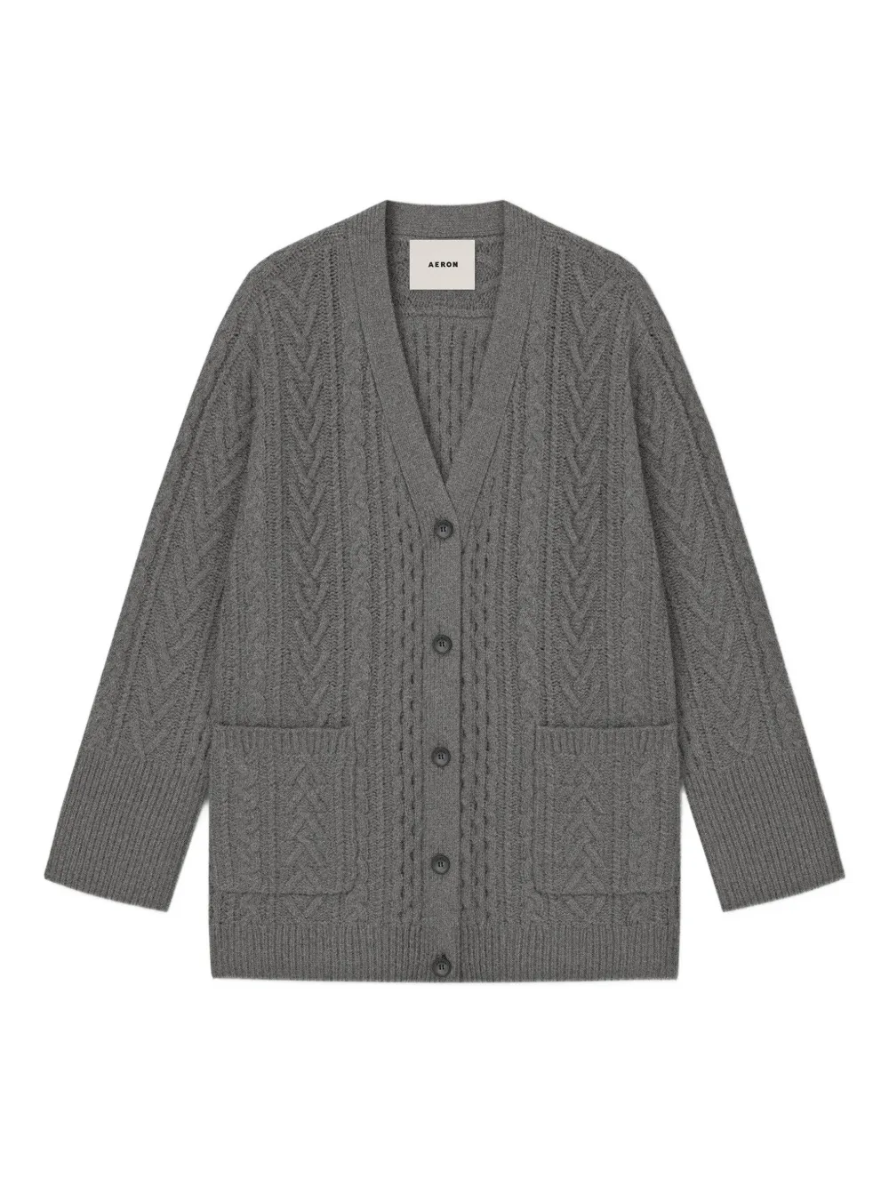 Aeron Sierra Cable-knit Pocket Cardigan In Gray