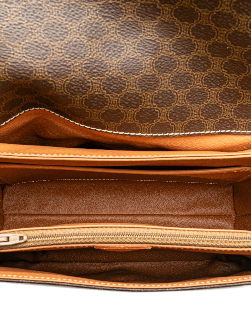 Pre-owned Celine 2014 Macadam Coated Canvas Crossbody Bag In Brown