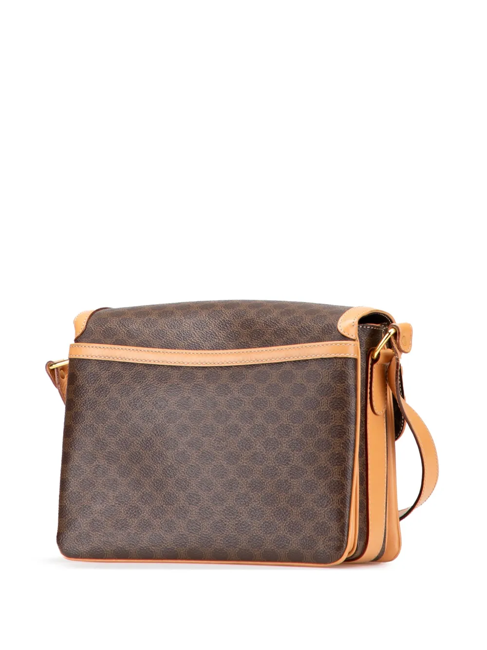 Pre-owned Celine 2014 Macadam Coated Canvas Crossbody Bag In Brown