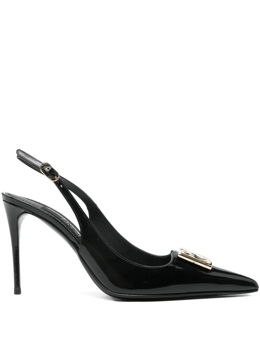 Dolce & Gabbana Pre-Owned 90mm logo-plaque heeled slingback pumps | Black | Image 1