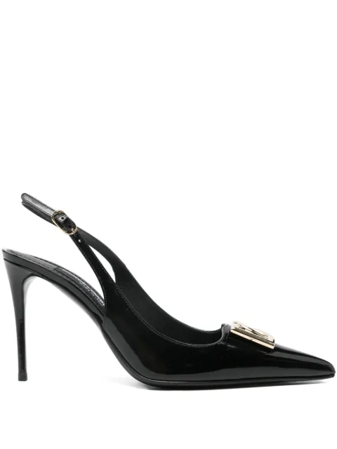 Dolce & Gabbana Pre-Owned 90mm logo-plaque heeled slingback pumps