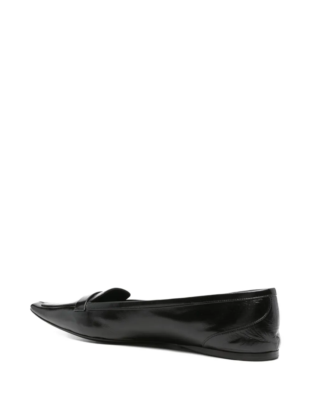 Pre-owned Saint Laurent Poppy Leather Pointed-toe Ballerinas In Black