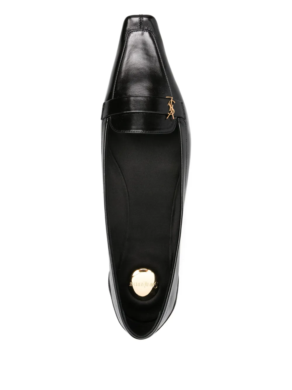 Pre-owned Saint Laurent Poppy Leather Pointed-toe Ballerinas In Black