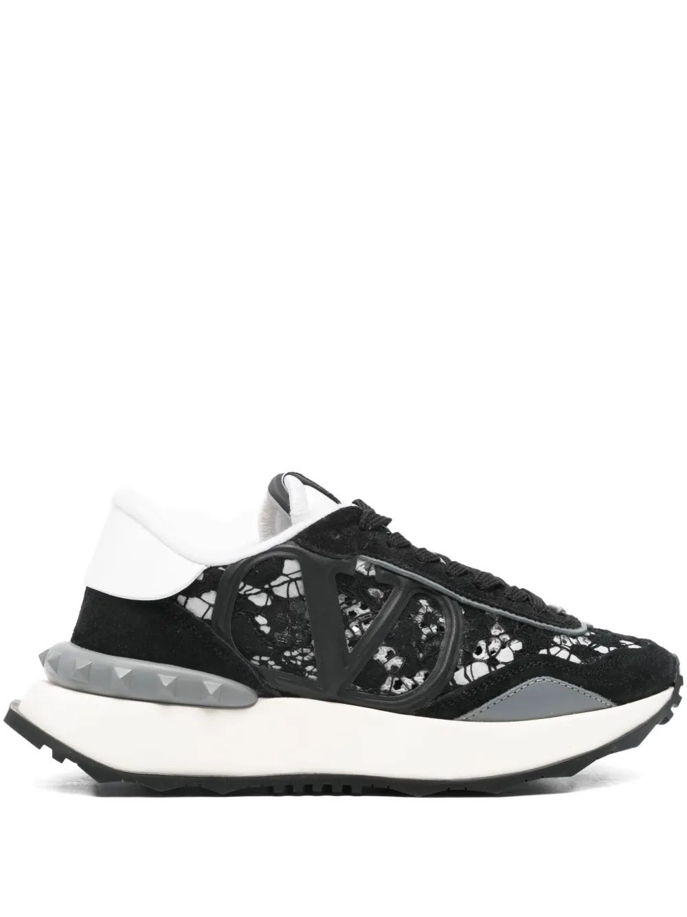 Valentino Garavani Pre-Owned lace-panelled logo-detail sneakers | Black | Image 1
