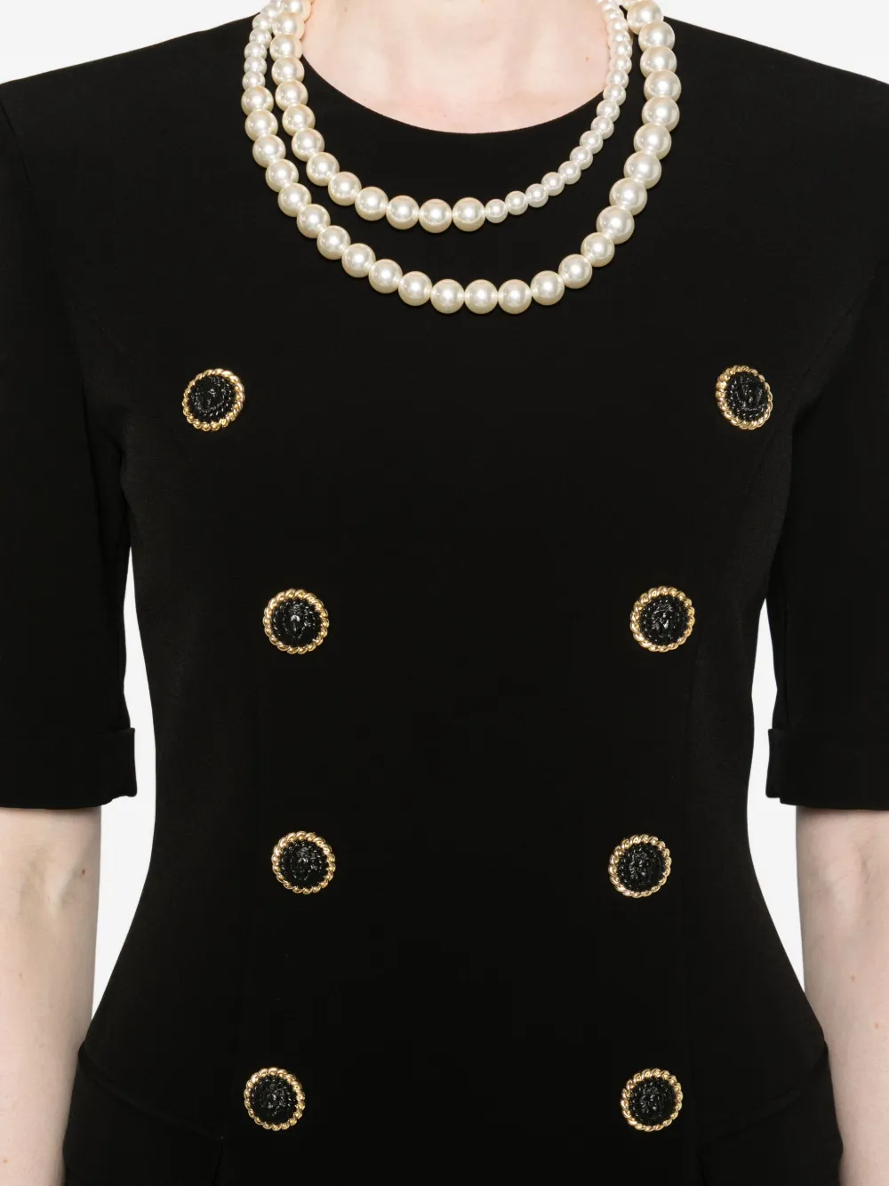 Pre-owned Balmain Textured Button-detail Minidress In Black