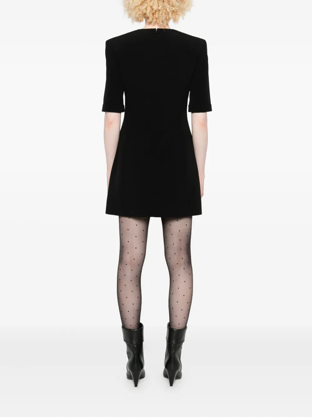 Pre-owned Balmain Textured Button-detail Minidress In Black