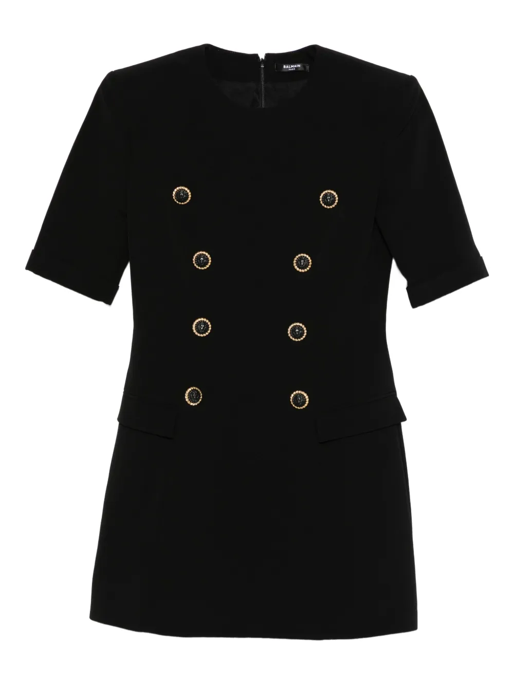 Balmain Pre-Owned textured button-detail minidress | Black | Image 1