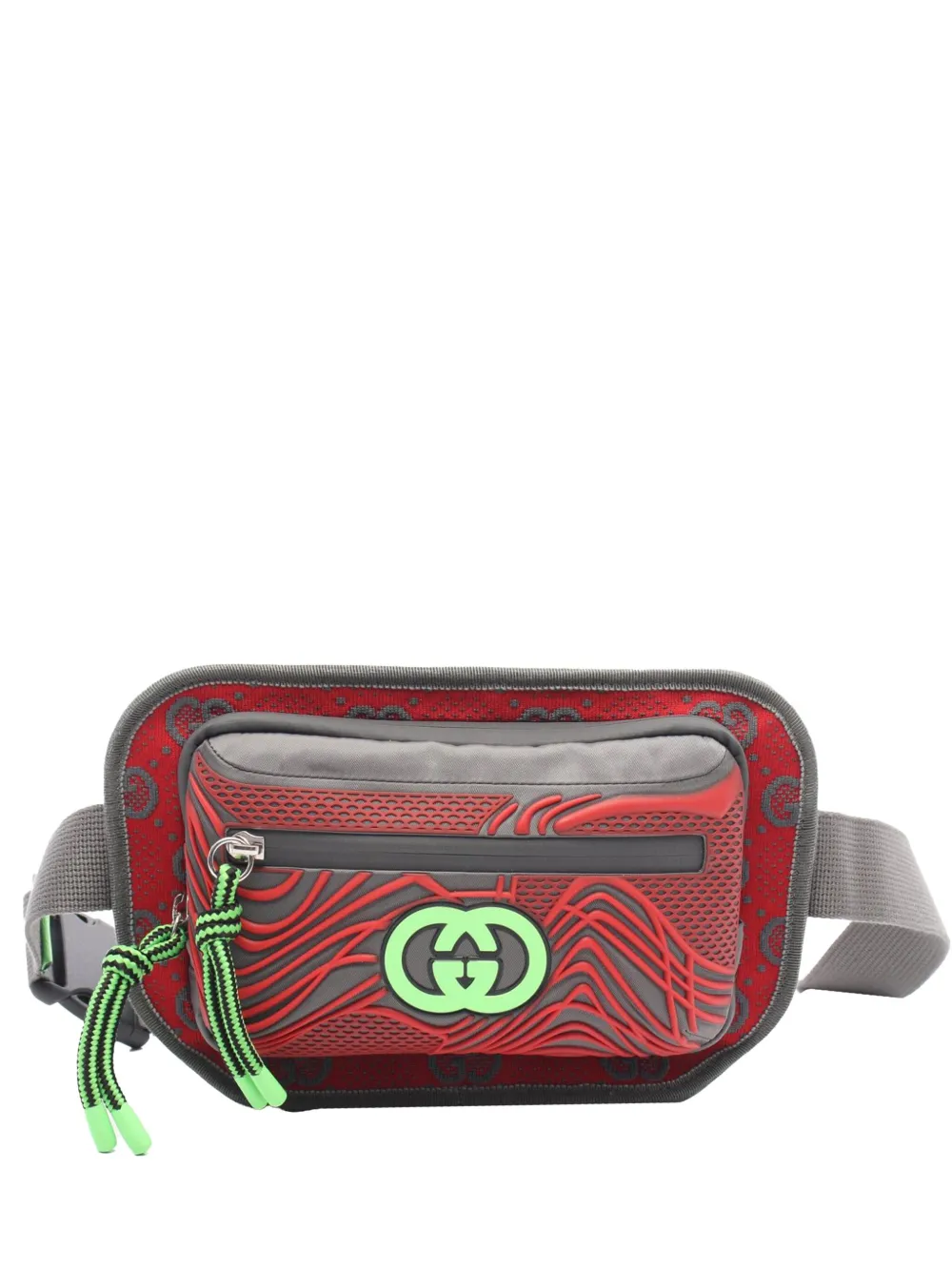 Gucci Pre-Owned 2016-2025 GG Nylon and Rubber belt bag - グレー Gucci Pre-Owned 2016-2025 GG Nylon and Rubber belt bag - グレー