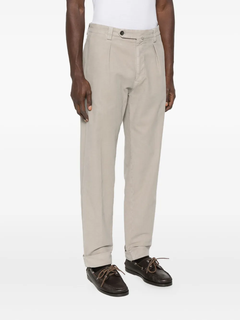 Berwich Chino met plooien en omgeslagen pijpen Beige
