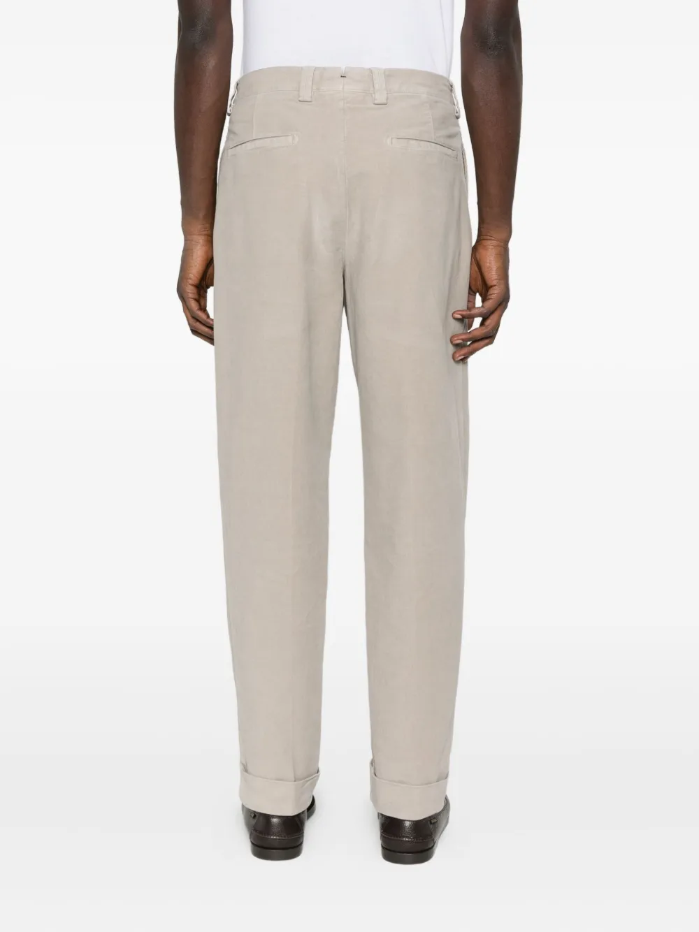 Berwich Chino met plooien en omgeslagen pijpen Beige