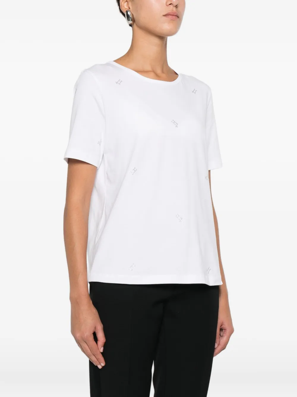 Herno T-shirt verfraaid met stras Wit