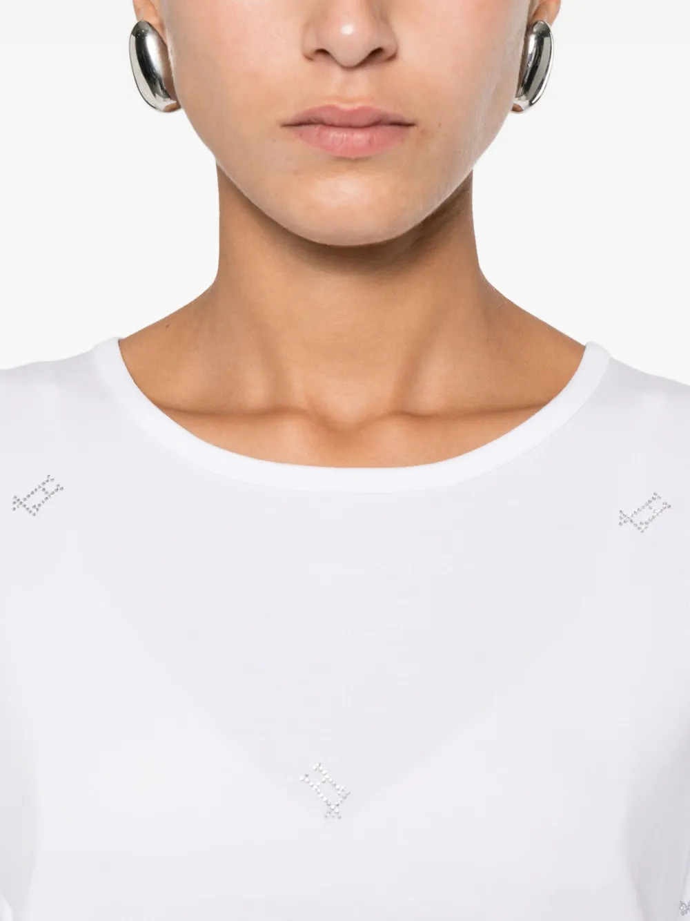 Herno T-shirt verfraaid met stras Wit