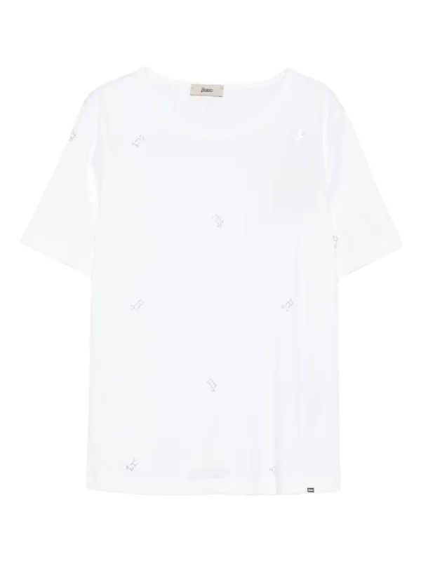 新品未使用タグ付⭐︎HERNO ラインストーン ロゴ Tシャツ ホワイト 40 Herno ラインストーン Tシャツ | ホワイト | FARFETCH JP