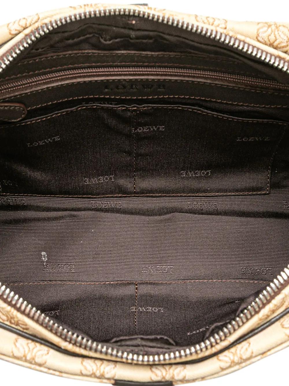 Pre-owned Loewe 2004 Anagram Canvas Senda Handbag In Brown
