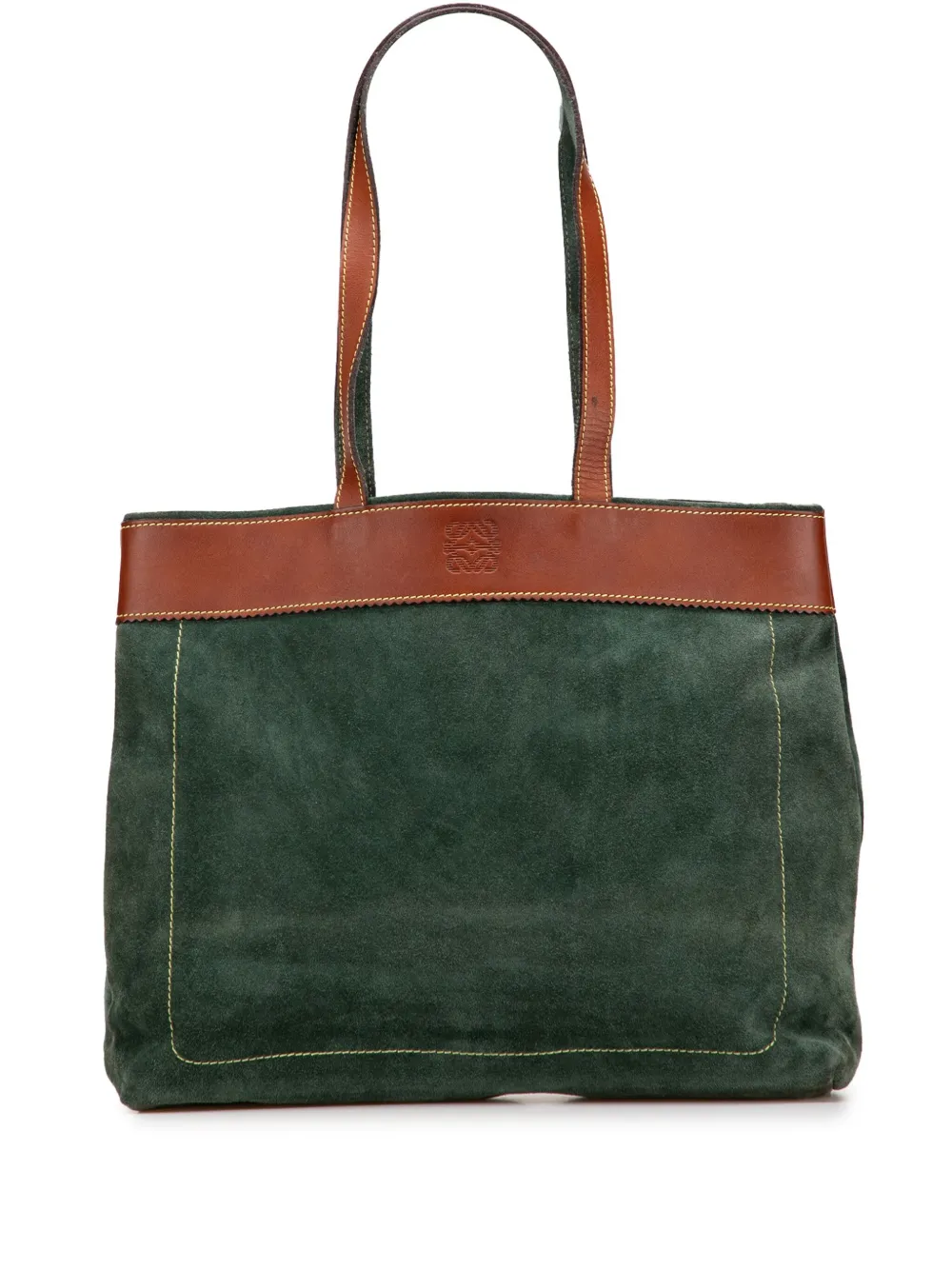 Loewe Pre-Owned 2000-2025 Leather Trimmed Anagram Suede tote bag - Loewe Pre-Owned 2000-2025 Leather Trimmed Anagram Suede tote bag -