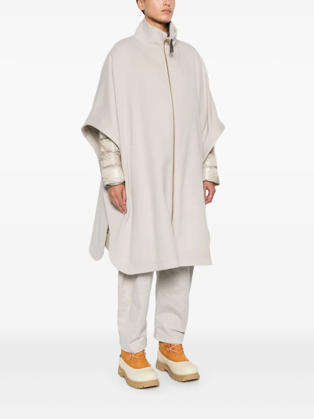 Herno Zip-front Cape Coat In Neutral