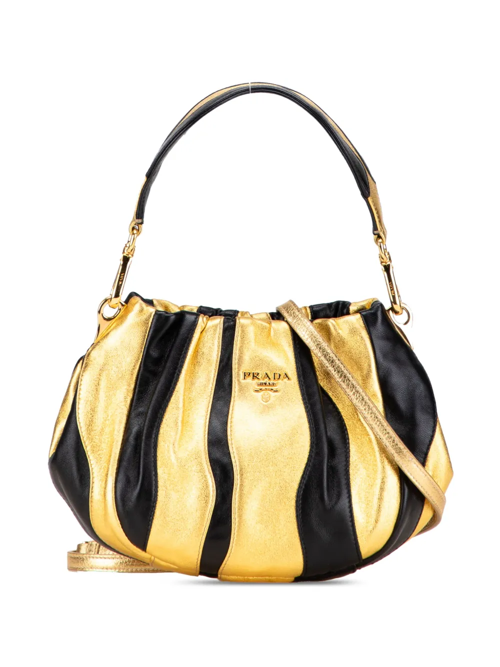 Prada Pre-Owned 2000-2025 Nappa Mordore Stripes satchel - ブラック Prada Pre-Owned 2000-2025 Nappa Mordore Stripes satchel - ブラック
