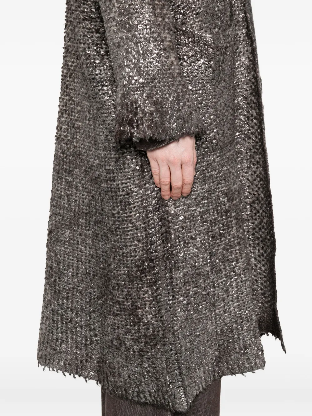 Avant Toi Frayed Faux Fur Coat In Gray