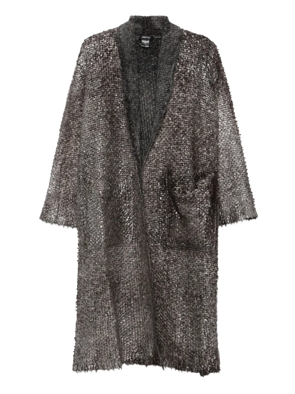 Avant Toi Frayed Faux Fur Coat In Gray