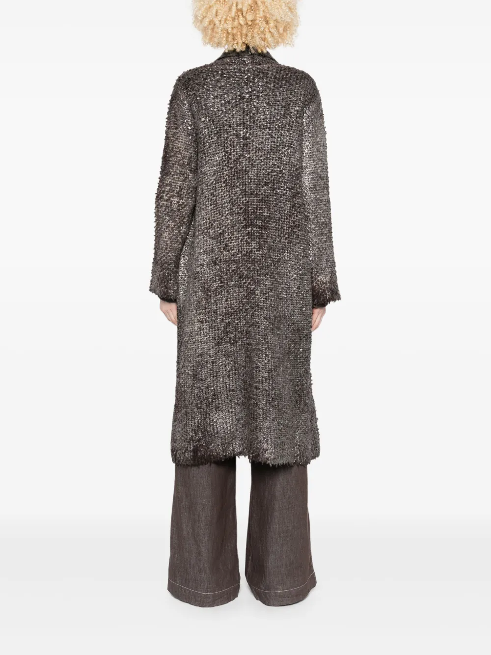 Avant Toi Frayed Faux Fur Coat In Gray