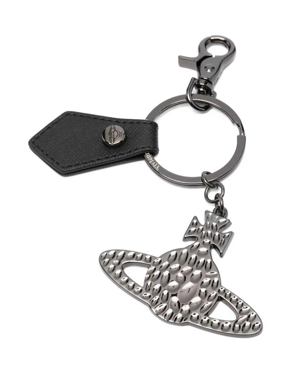Vivienne Westwood Orb Hammered Keyring In Black