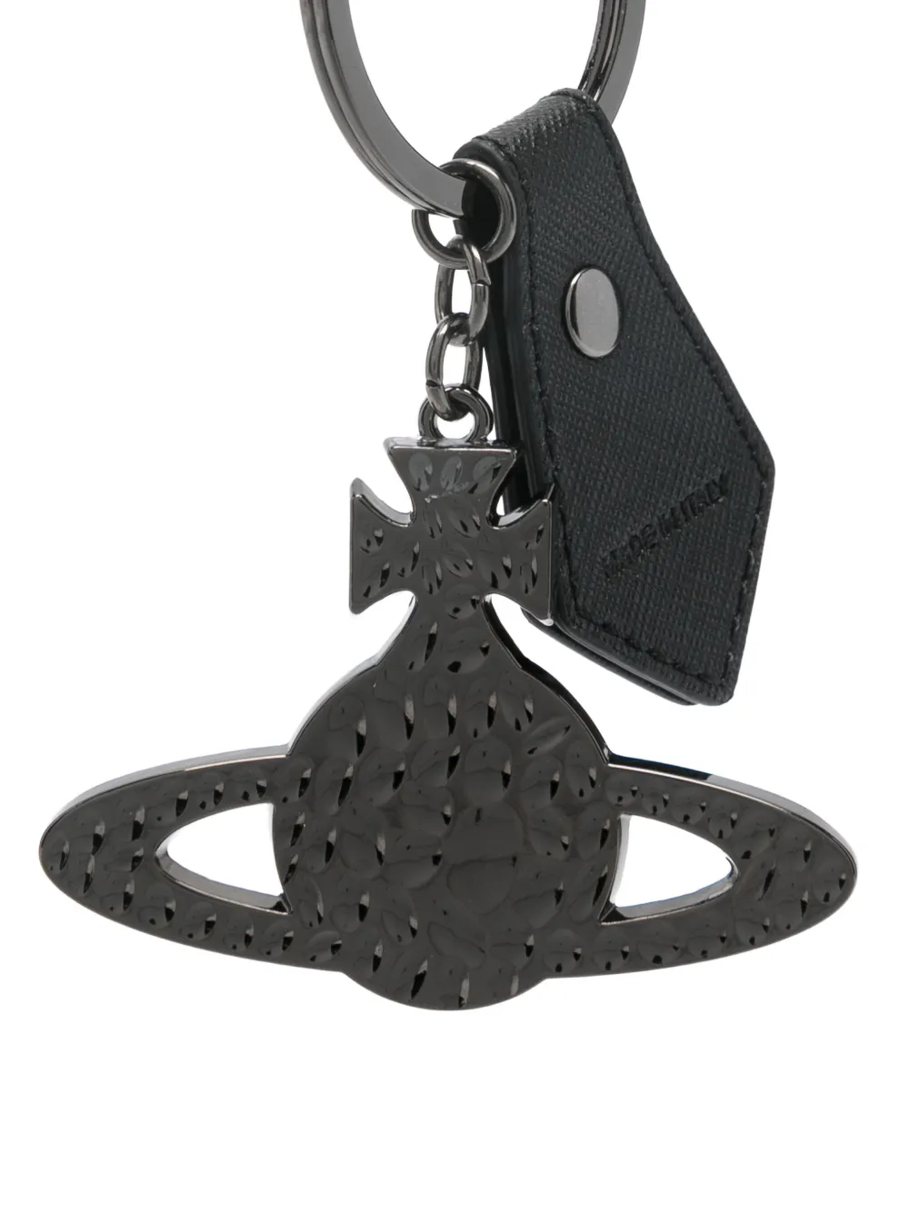 Vivienne Westwood Orb Hammered Keyring In Black