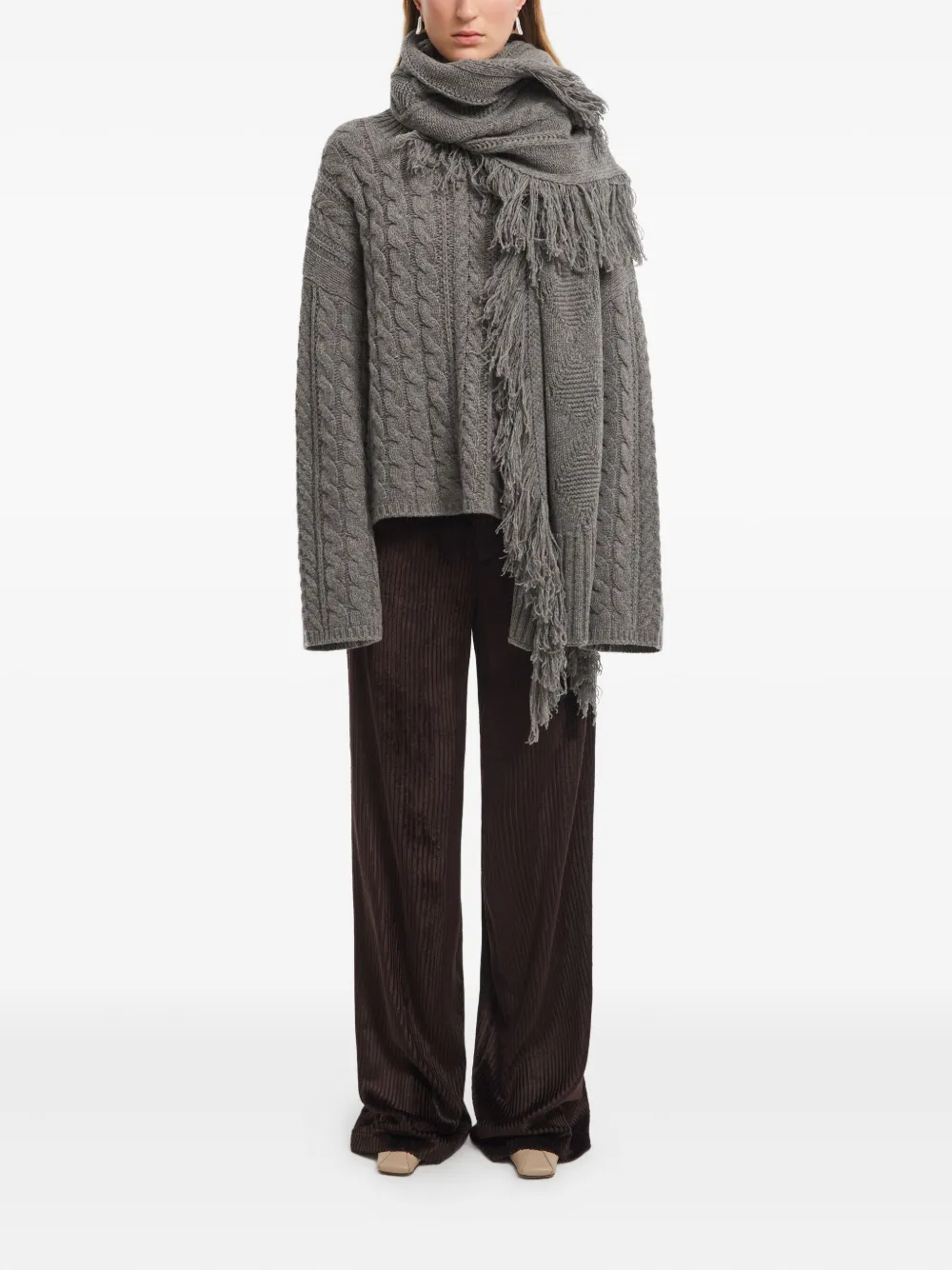 AERON cable-knit fringe scarf | Image 2