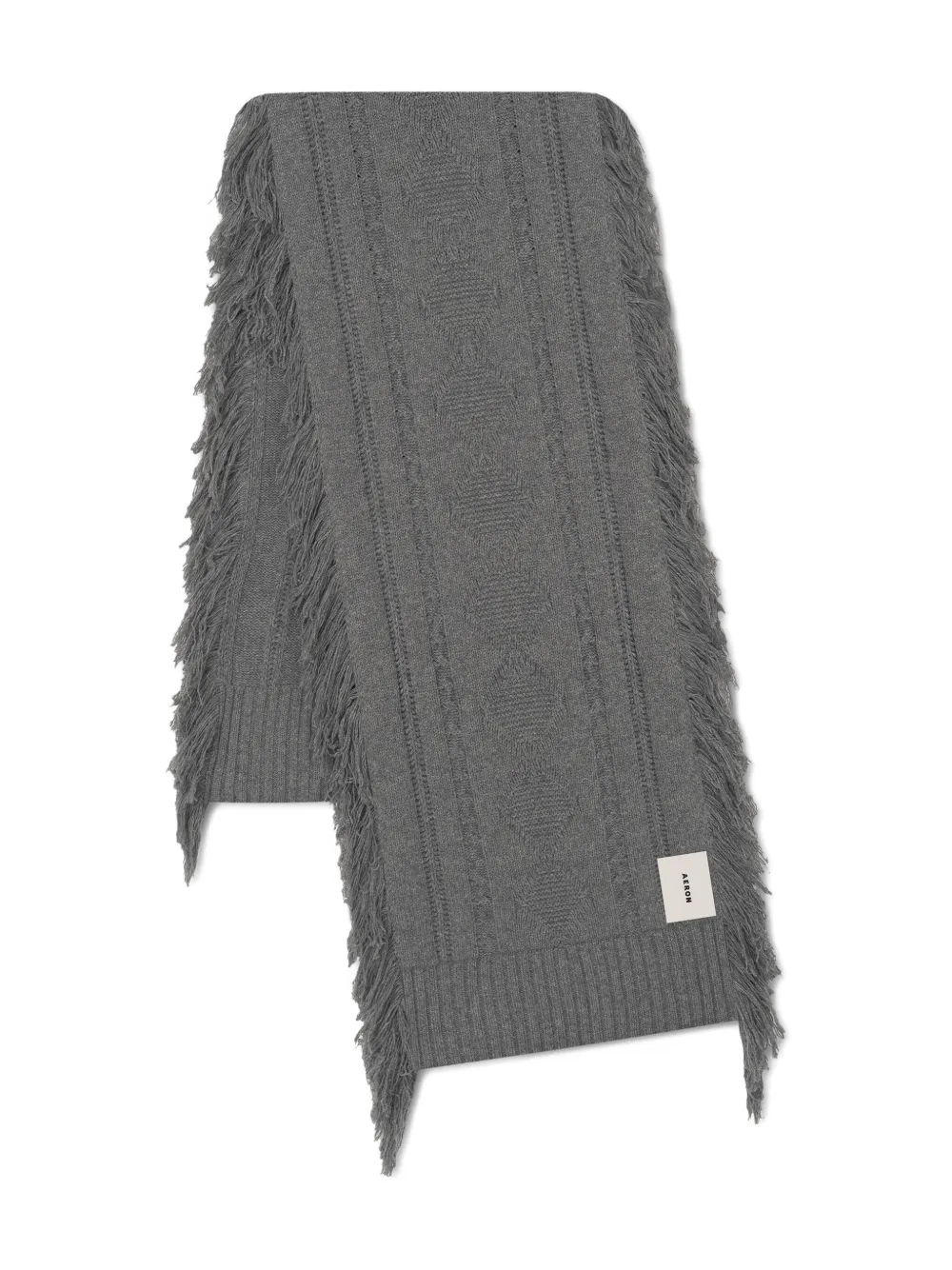 AERON cable-knit fringe scarf | Grey | Image 1