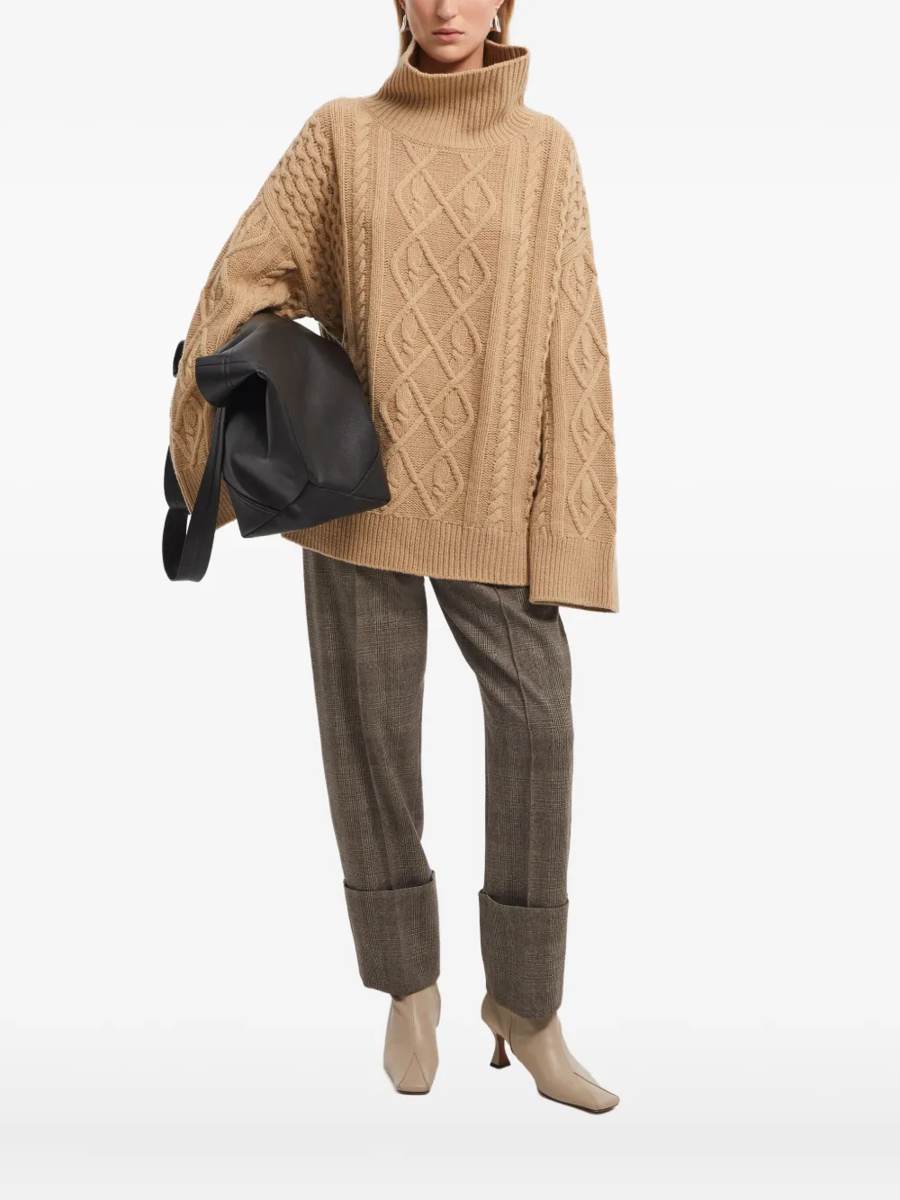 Aeron Cable-knit Turtleneck Sweater In Brown
