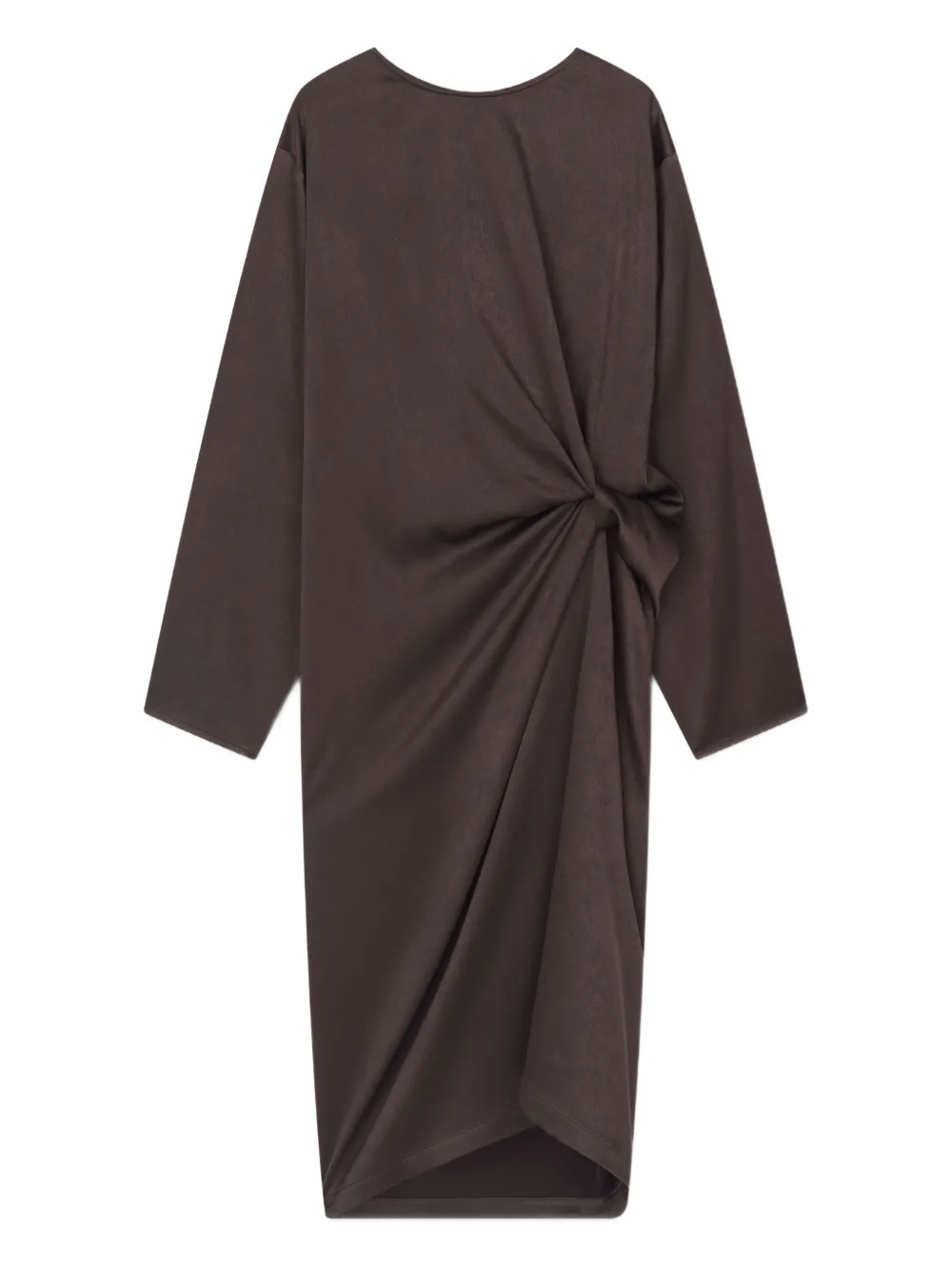 Aeron Twist-front Satin Midi Dress In Brown