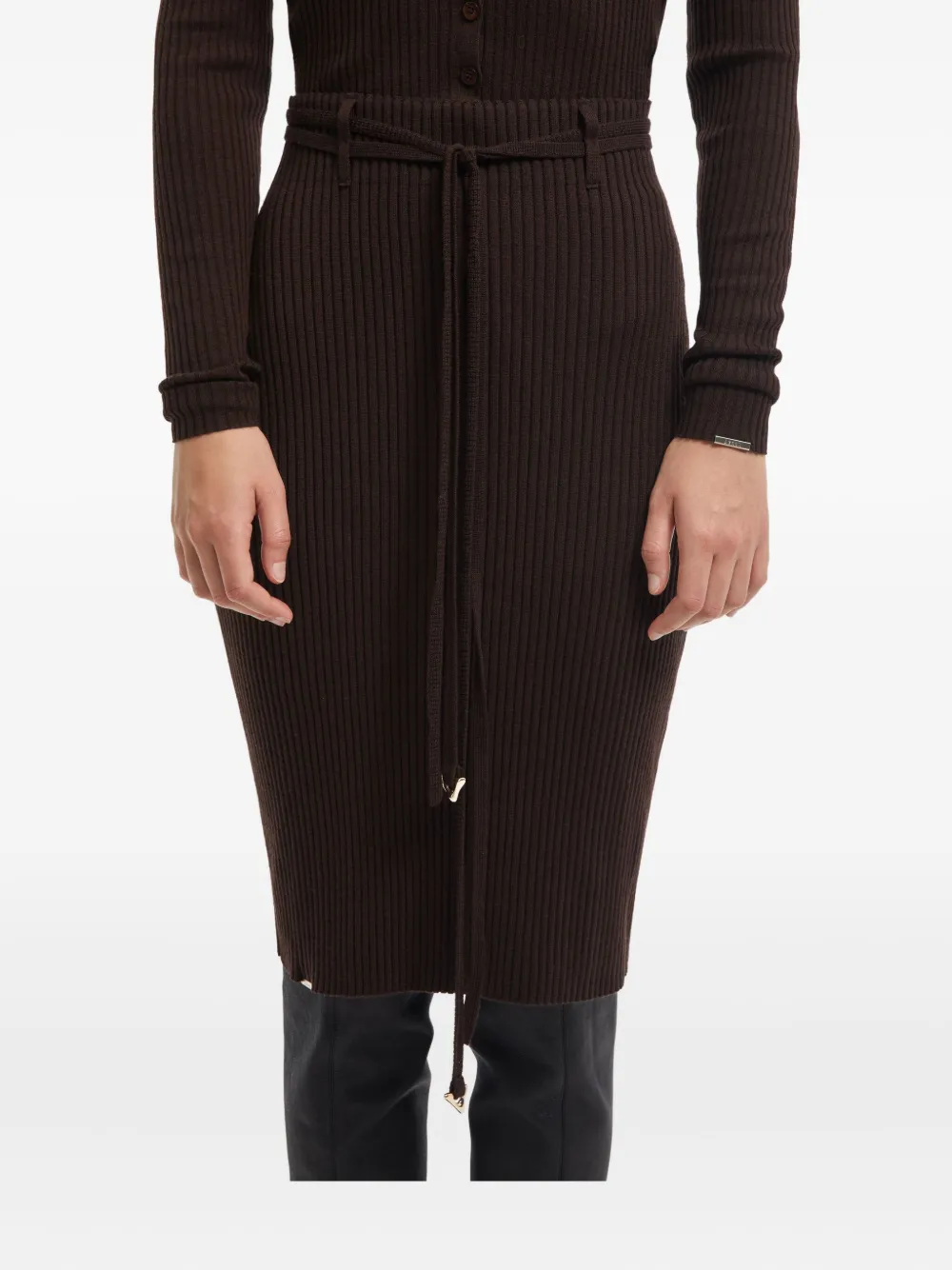 AERON Midi-rok van wolblend Bruin