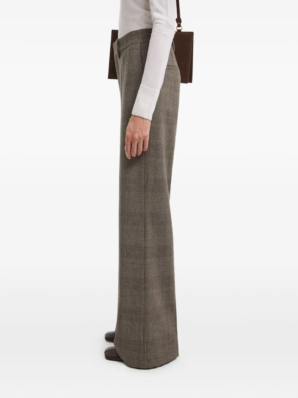 Aeron Checked Wool Trousers In Gray