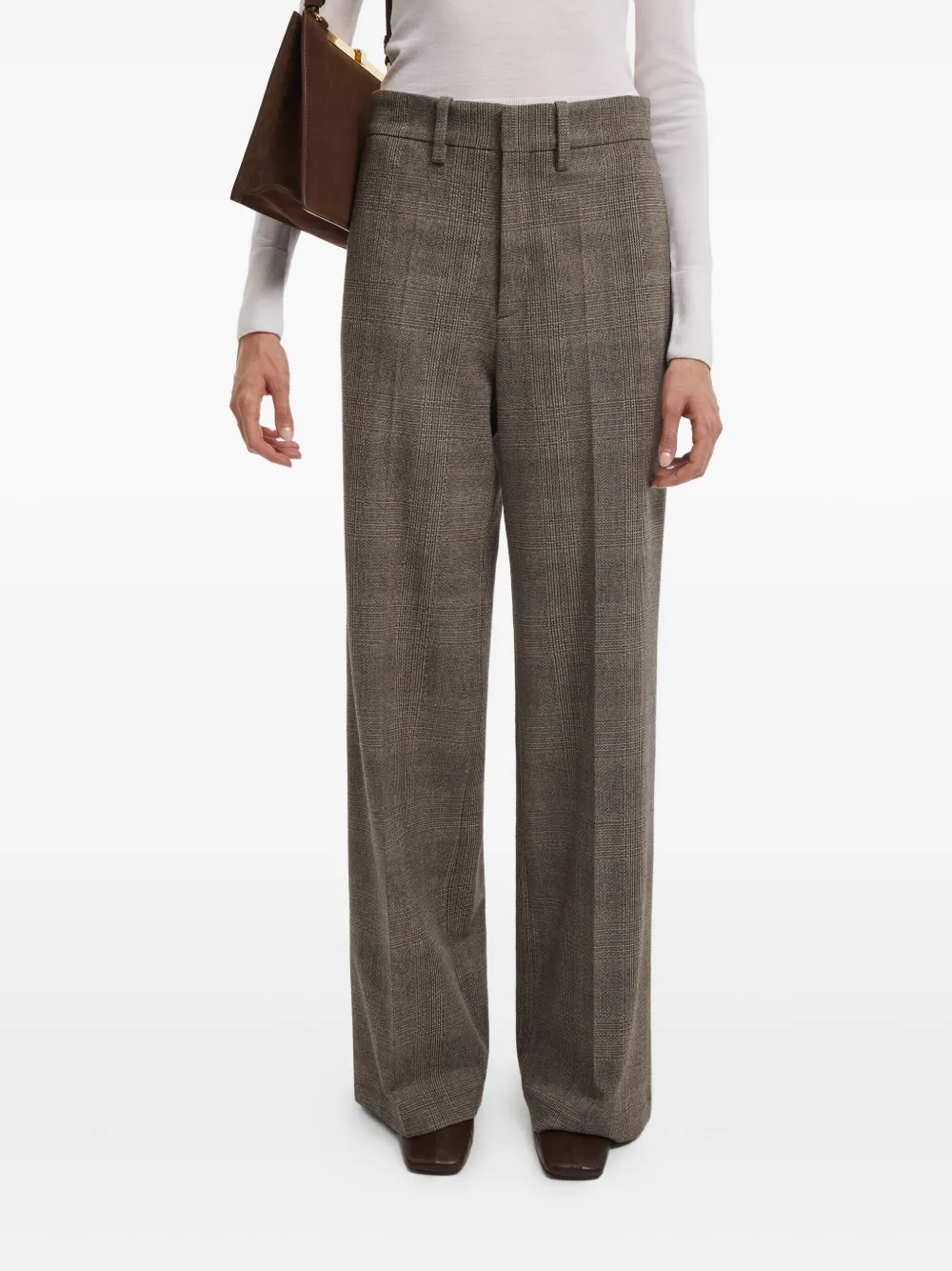 Aeron Checked Wool Trousers In Gray