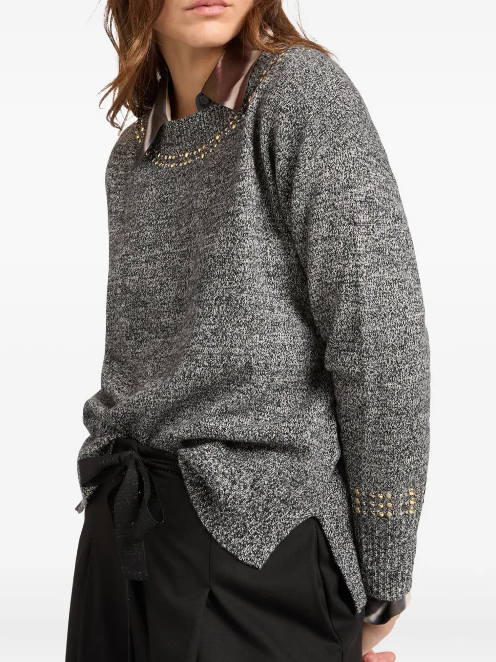 ELENA MIRO` tacks-embellished sweater - Grigio