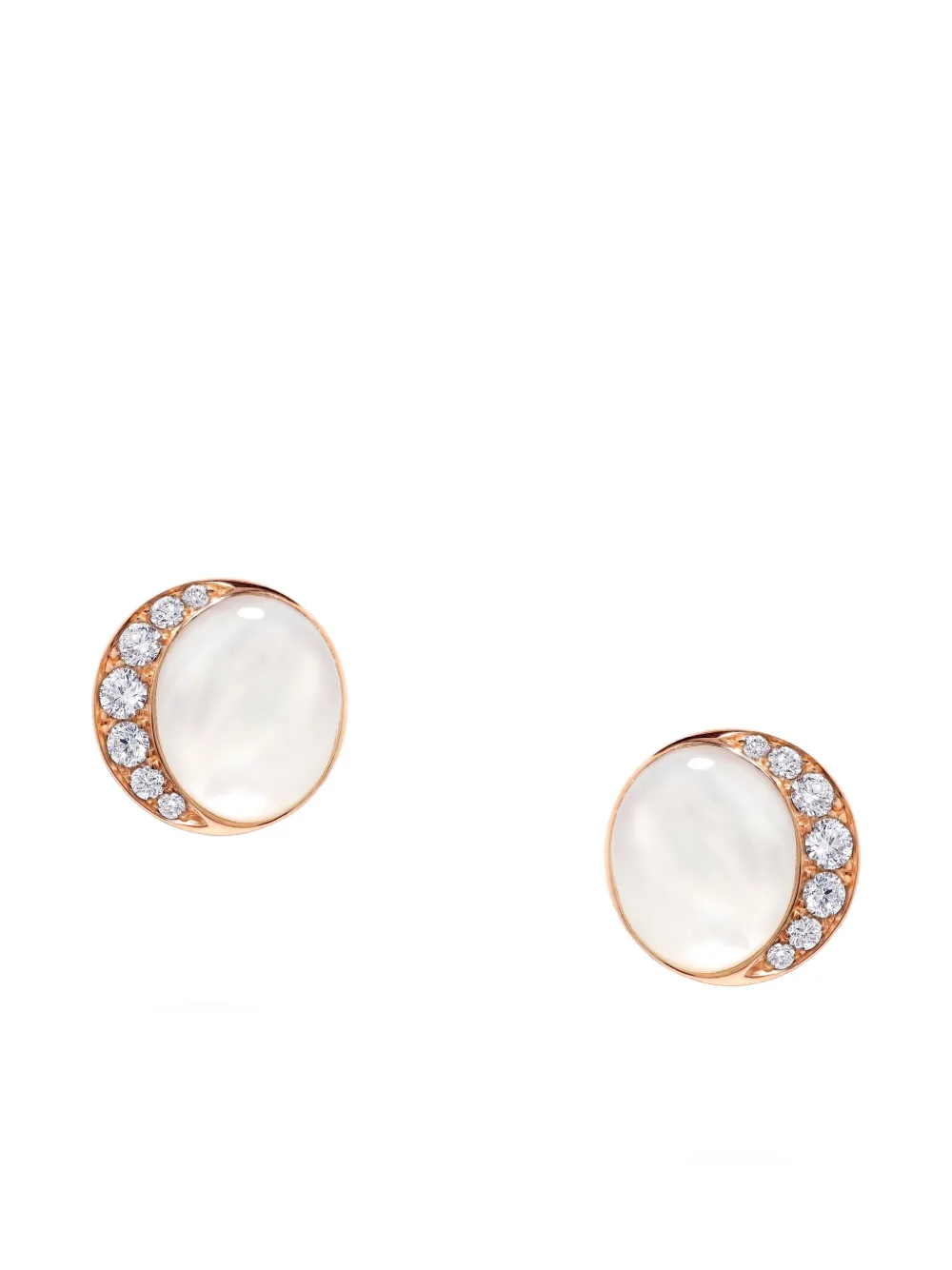 David Morris 18k Rose-gold Fortuna Round-shape Diamond-embellishment Earrings In Gold