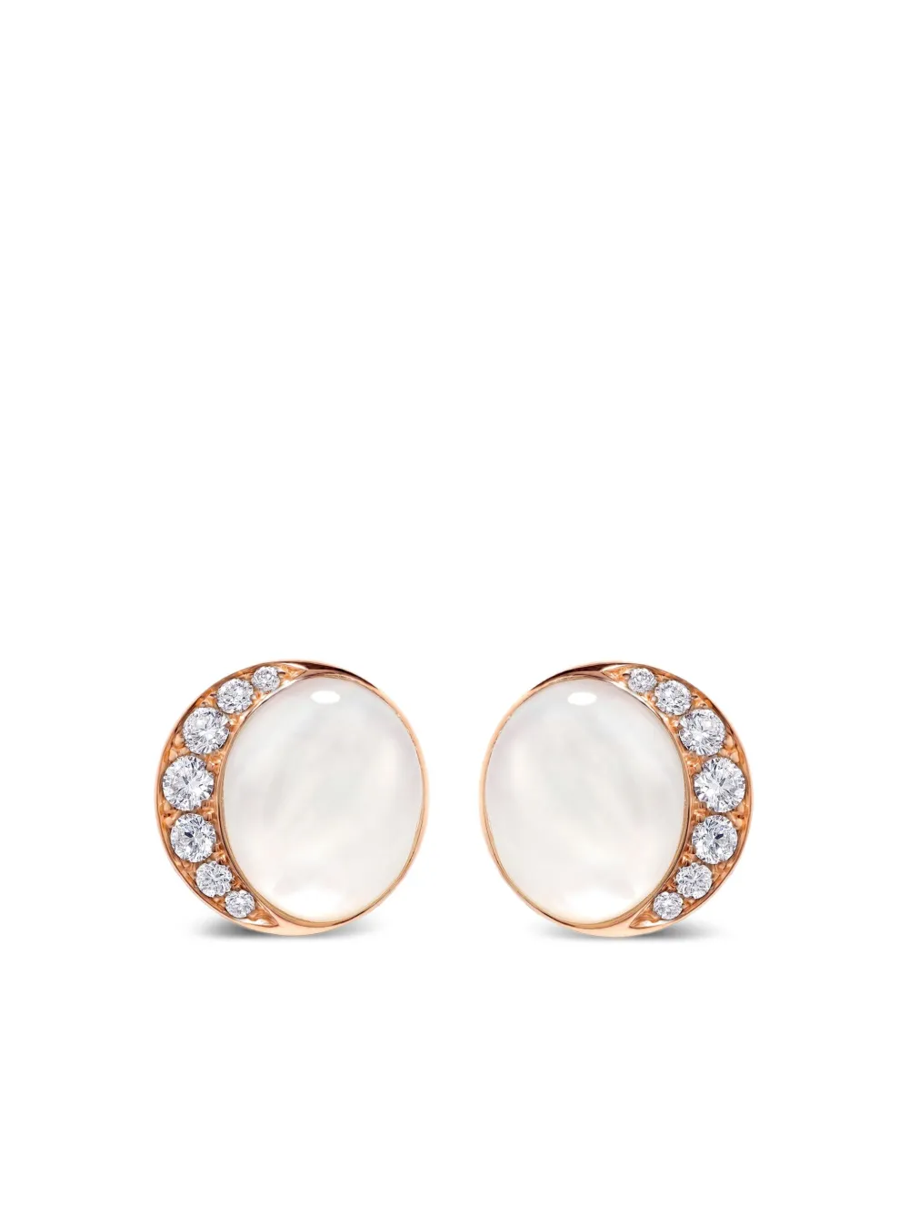 David Morris 18K rose-gold Fortuna round-shape diamond-embellishment earrings | Pink | Image 1