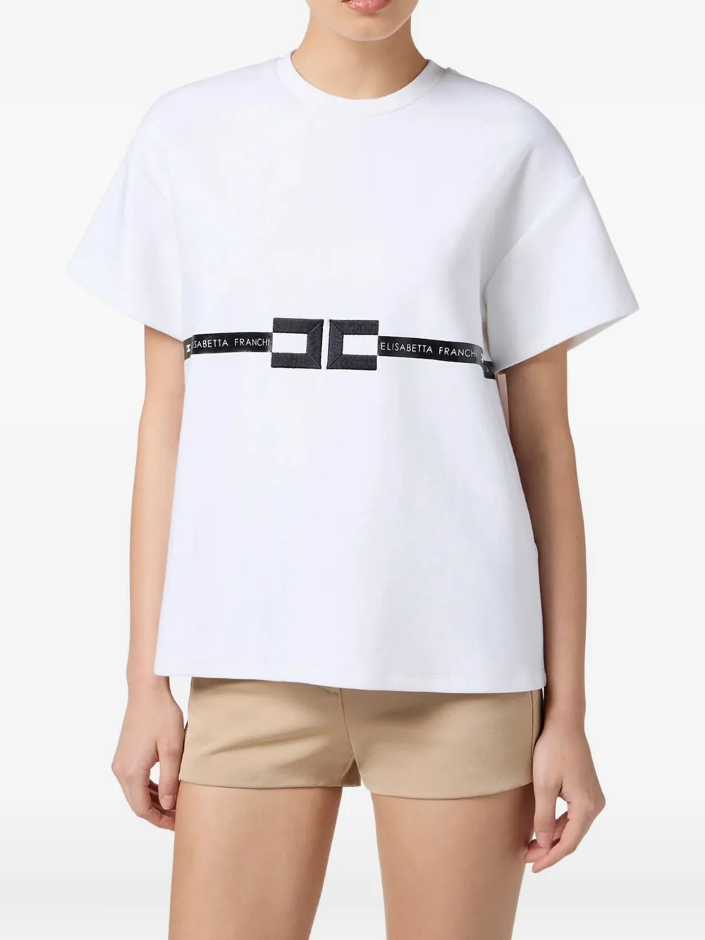 Elisabetta Franchi logo-detail short-sleeve T-shirt | White | Image 1