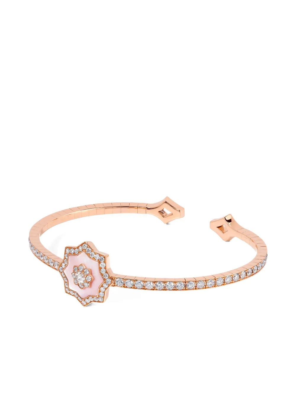 David Morris 18k Rose Gold Astra Diamond And Mother-of-pearl Bangle In Gold